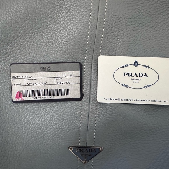 Prada light blue pebbled leather handbag - Picture 9 of 10